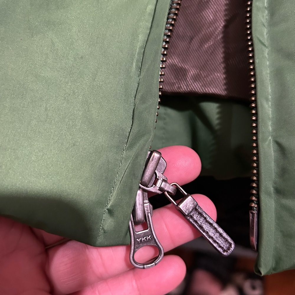 Talbots Green Jacket With Brown Lining - image 3